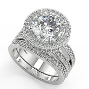 Norah Split Shank Pave Halo Round Cut Diamond Engagement Ring - Nivetta